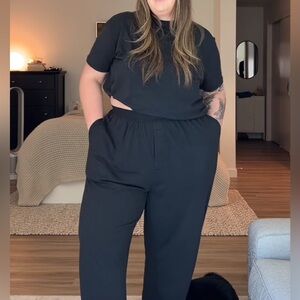 SKIMS NWT Boyfriend Loose Pants Onyx Black Size 4X Relaxed Fit Straight Leg XXXL